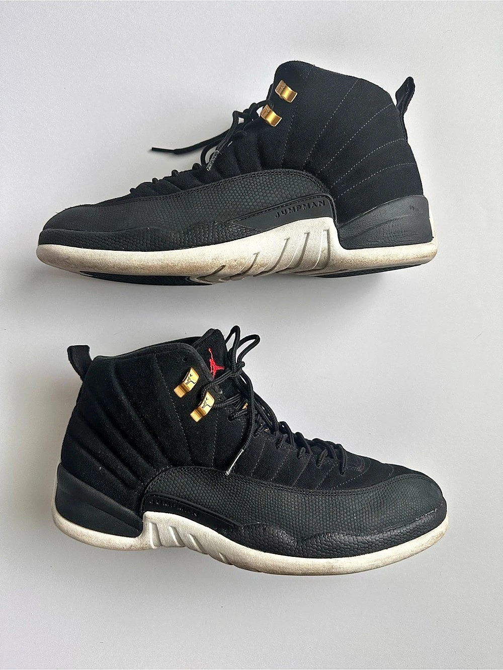 Air Jordan 12 Retro "Reverse Taxi" Sneakers Black & White US 11.5